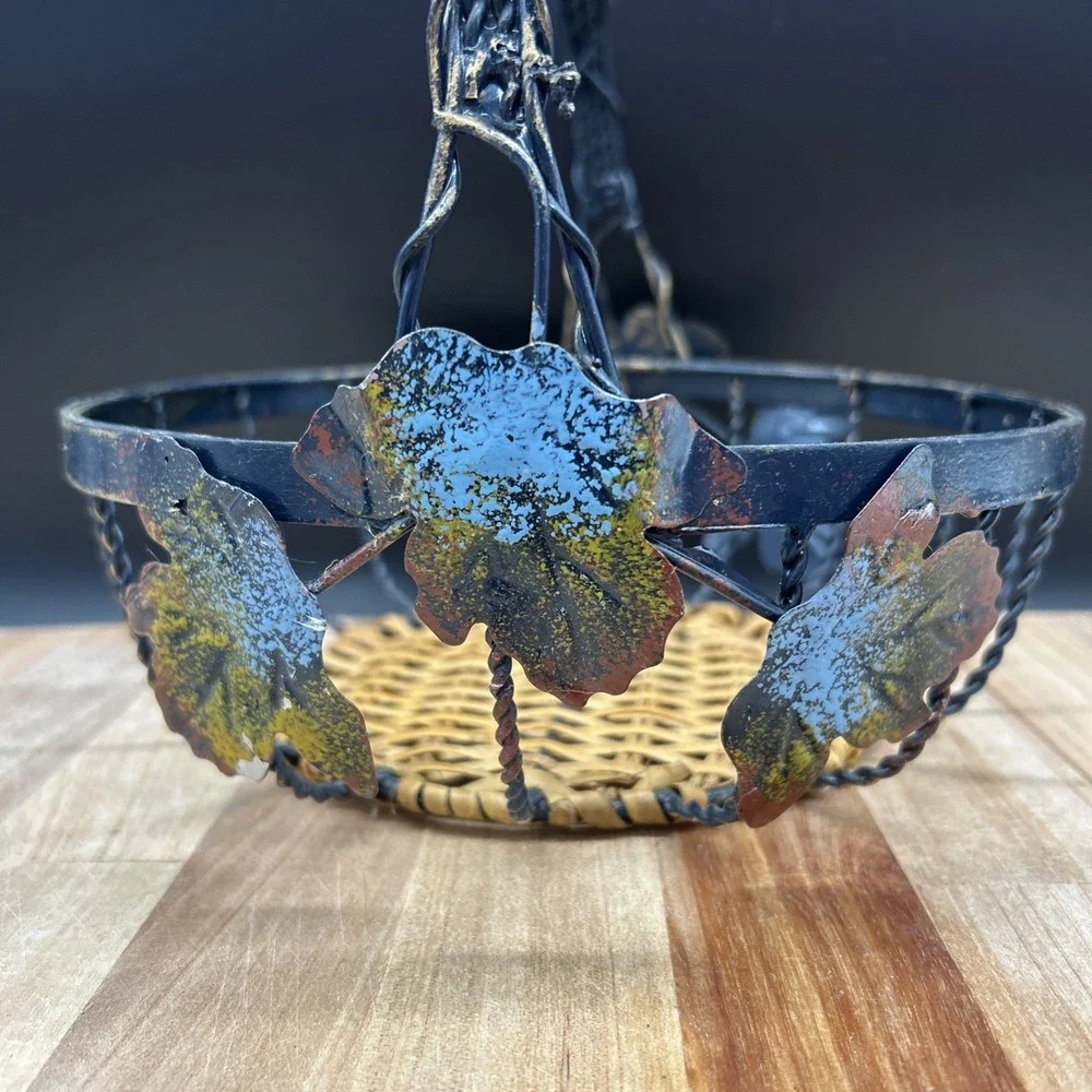 Decorative Metal Leaf Basket with Handle